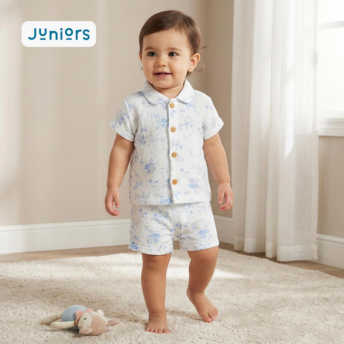Juniors Girls Shirt and Shorts Set with Floral Print