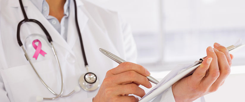 Doctor breast cancer testing 