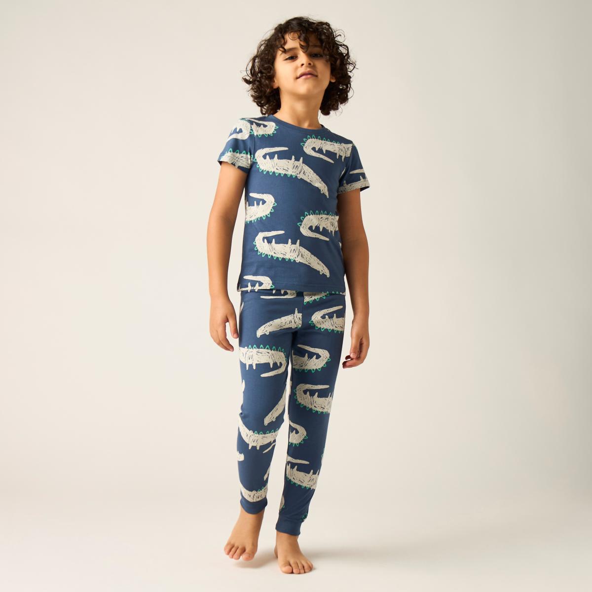 Juniors Animal Print T-shirt and Pyjamas - Set of 3